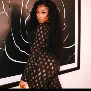 This hole 2 piece body suit in RED